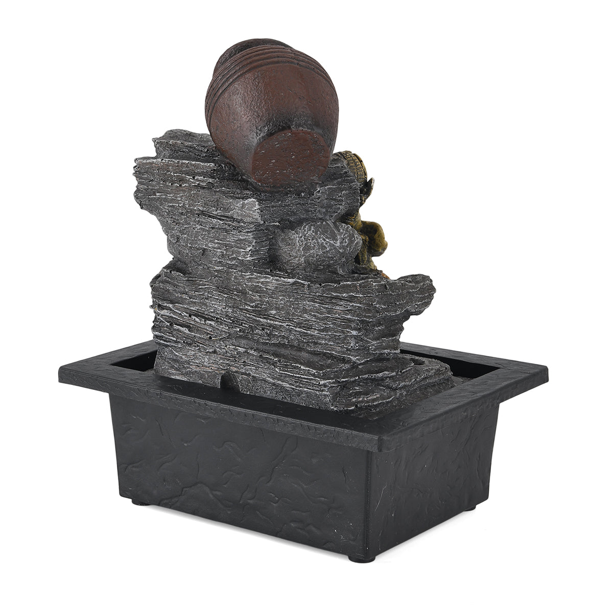 Pottery Jug and Elephant USB Indoor Tabletop Water Fountain (21.3 x 16.8 x 24.5 cm) - Black 8413663 4