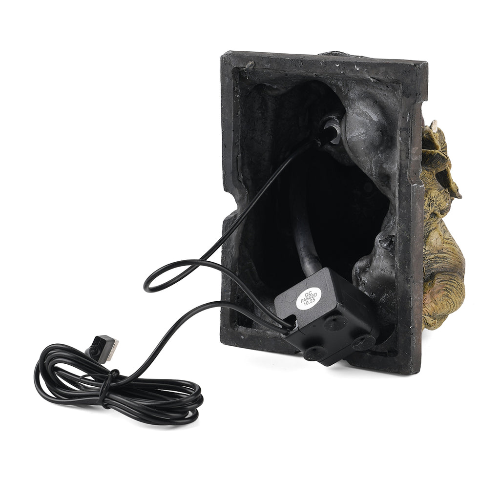 Pottery Jug and Elephant USB Indoor Tabletop Water Fountain (21.3 x 16.8 x 24.5 cm) - Black_8413663_7