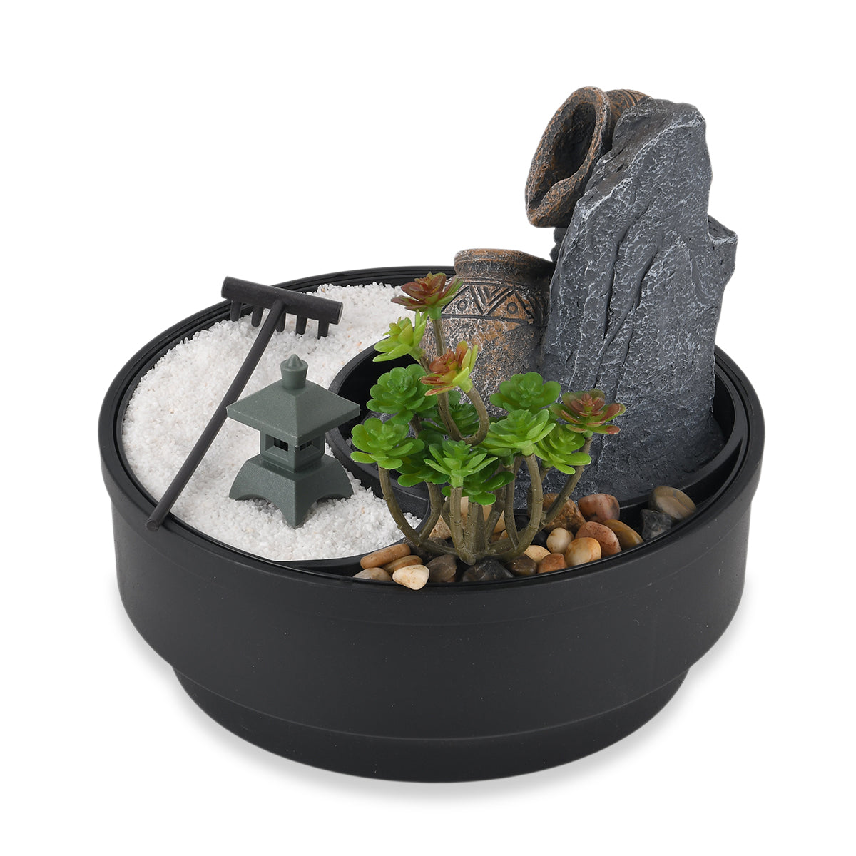 Cascading Pitcher Zen Garden USB Indoor Tabletop Water Fountain (21x21x20 cm) - Black V32360307 4