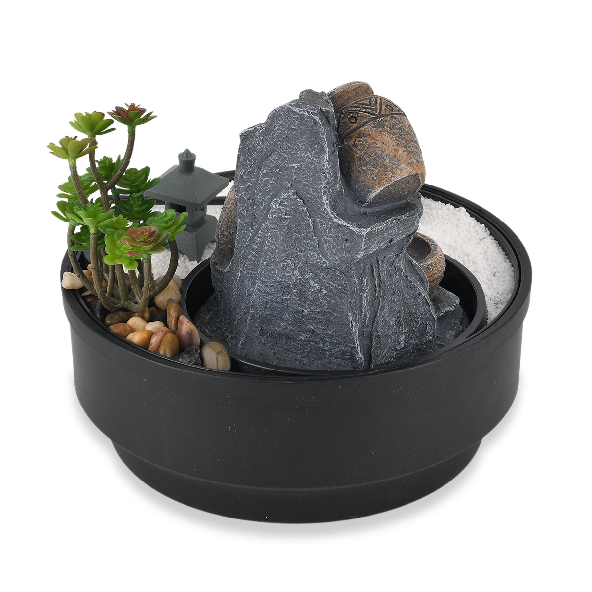 Cascading Pitcher Zen Garden USB Indoor Tabletop Water Fountain (21x21x20 cm) - Black V32360307 5