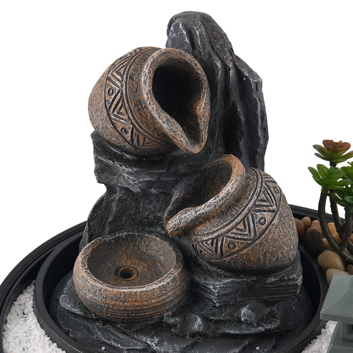 Cascading Pitcher Zen Garden USB Indoor Tabletop Water Fountain (21x21x20 cm) - Black 8413678 7