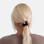 2-Piece Hair Tie Set - Red Heart Hair Claw & Pearl Accent Scrunchie - Black_8413773_2