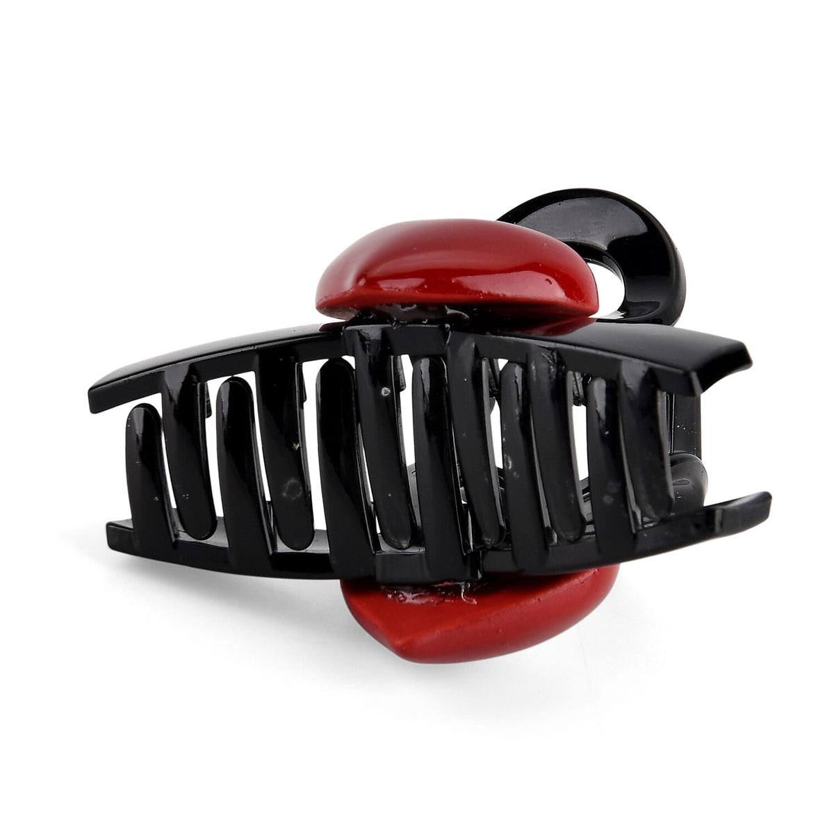 2-Piece Hair Tie Set - Red Heart Hair Claw &amp; Pearl Accent Scrunchie - Black 8413773 6