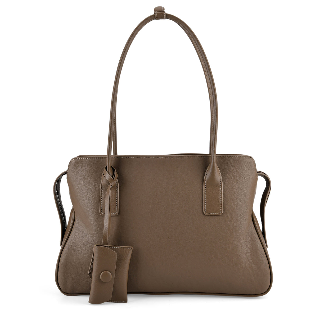 Designer Inspired - Genuine Leather Everyday Shoulder Tote Bag - Khaki 8413777 0