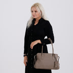 Designer Inspired - Genuine Leather Everyday Shoulder Tote Bag - Khaki_8413777_2
