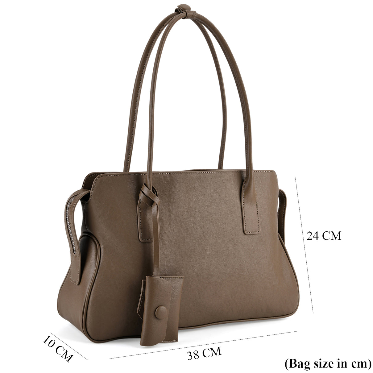 Designer Inspired - Genuine Leather Everyday Shoulder Tote Bag - Khaki 8413777 8