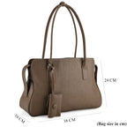 Designer Inspired - Genuine Leather Everyday Shoulder Tote Bag - Khaki_8413777_7