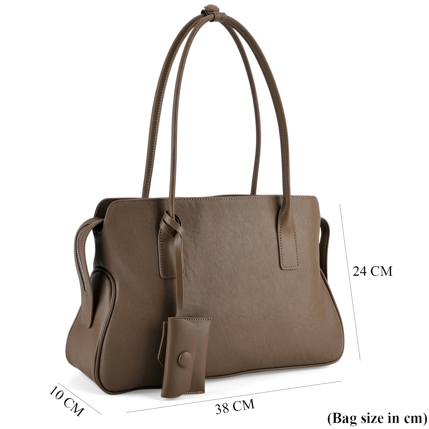 Designer Inspired - Genuine Leather Everyday Shoulder Tote Bag - Khaki 8413777 8