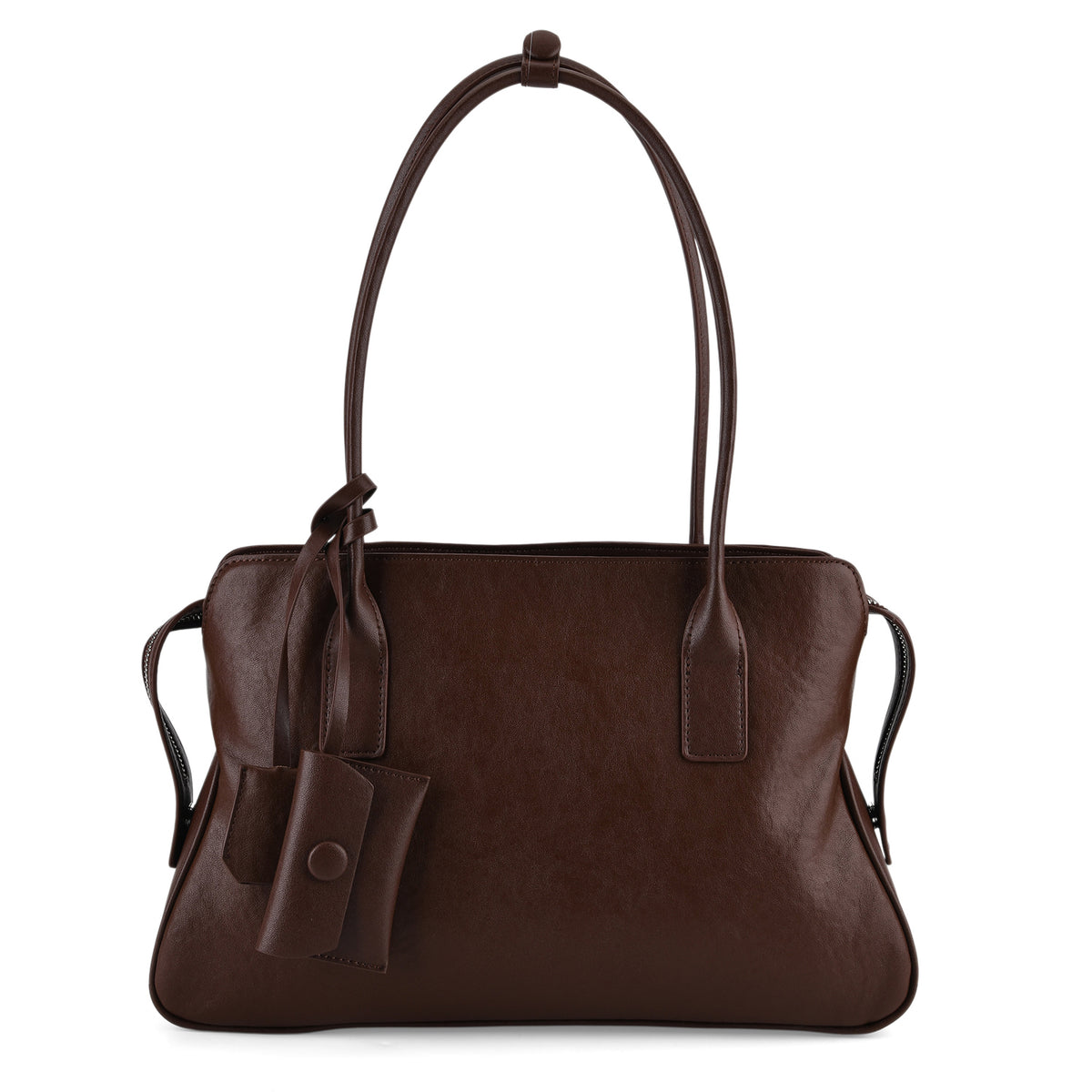 Designer Inspired - Genuine Leather Everyday Shoulder Tote Bag - Chocolate Brown V32610846 0