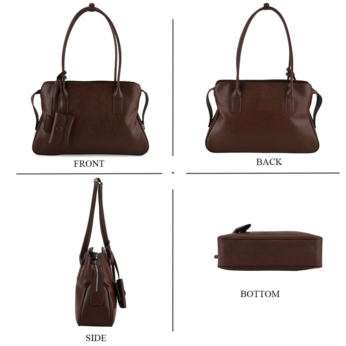 Designer Inspired - Genuine Leather Everyday Shoulder Tote Bag - Chocolate Brown V32610846 5