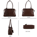 Designer Inspired - Genuine Leather Everyday Shoulder Tote Bag - Chocolate Brown_8413778_4