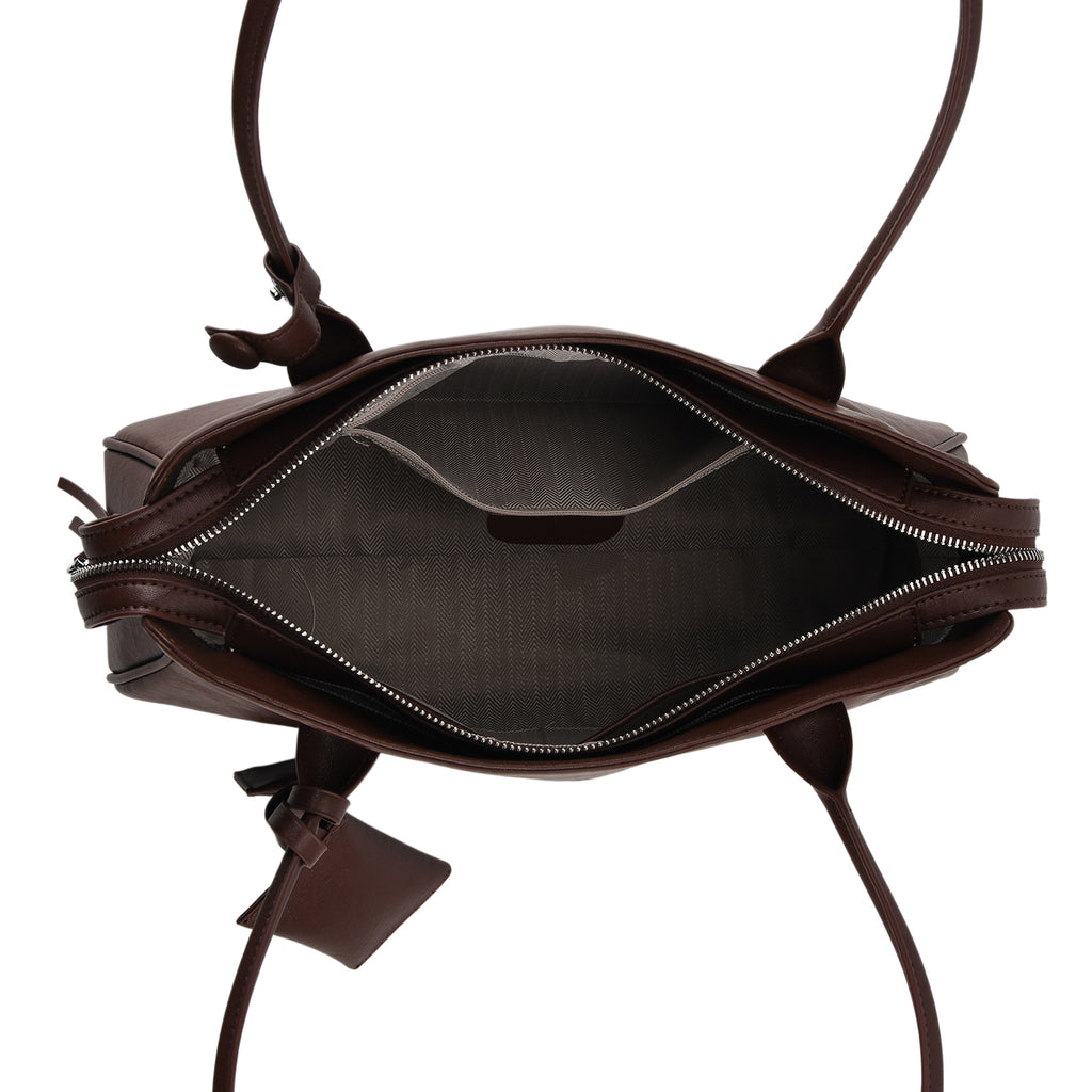 Designer Inspired - Genuine Leather Everyday Shoulder Tote Bag - Chocolate Brown_8413778_5
