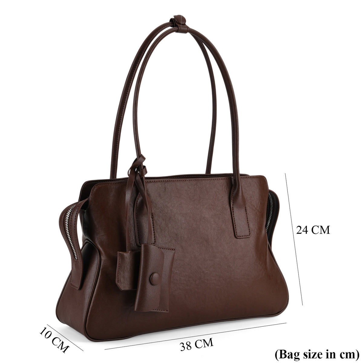 Designer Inspired - Genuine Leather Everyday Shoulder Tote Bag - Chocolate Brown V32610846 8