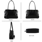 Designer Inspired - Genuine Leather Everyday Shoulder Tote Bag - Black_8413779_4