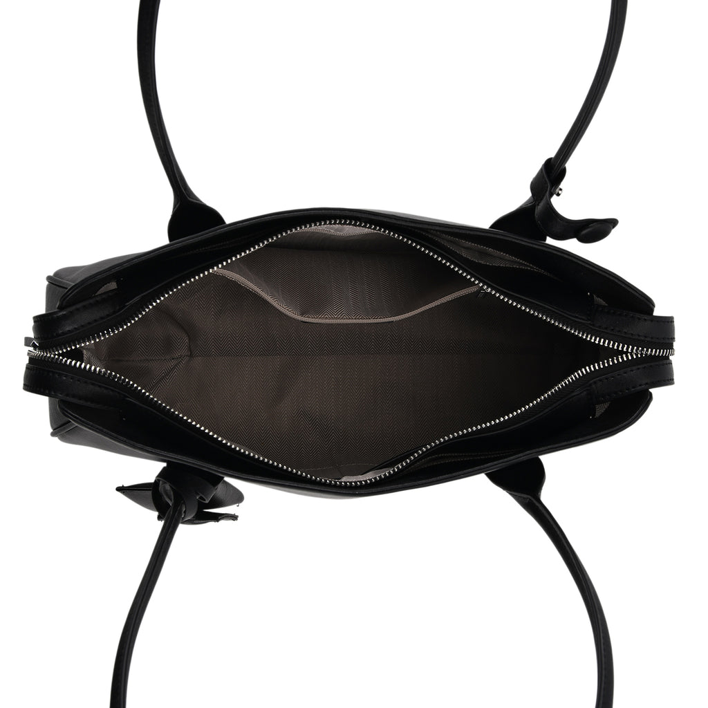 Designer Inspired - Genuine Leather Everyday Shoulder Tote Bag - Black_8413779_5