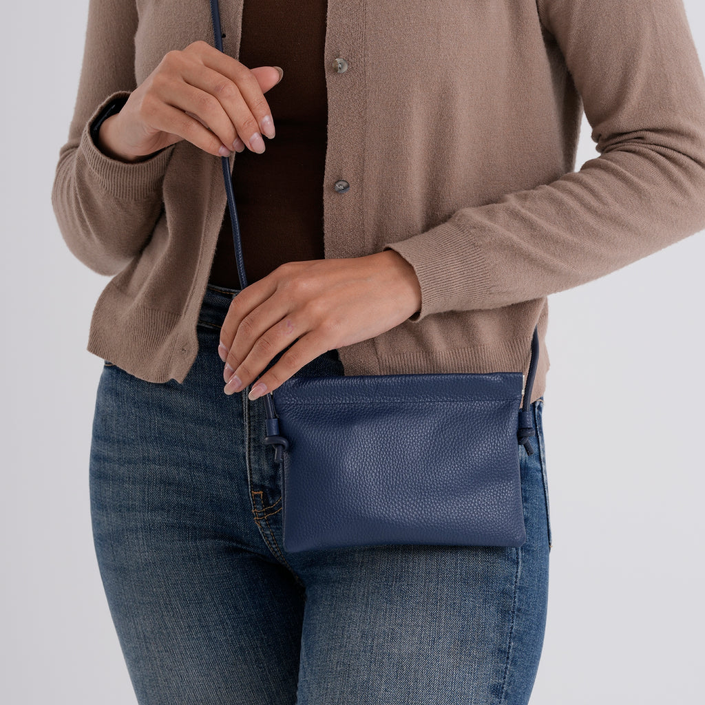 Genuine Leather Slim Crossbody Bag - Blue_8413805_3