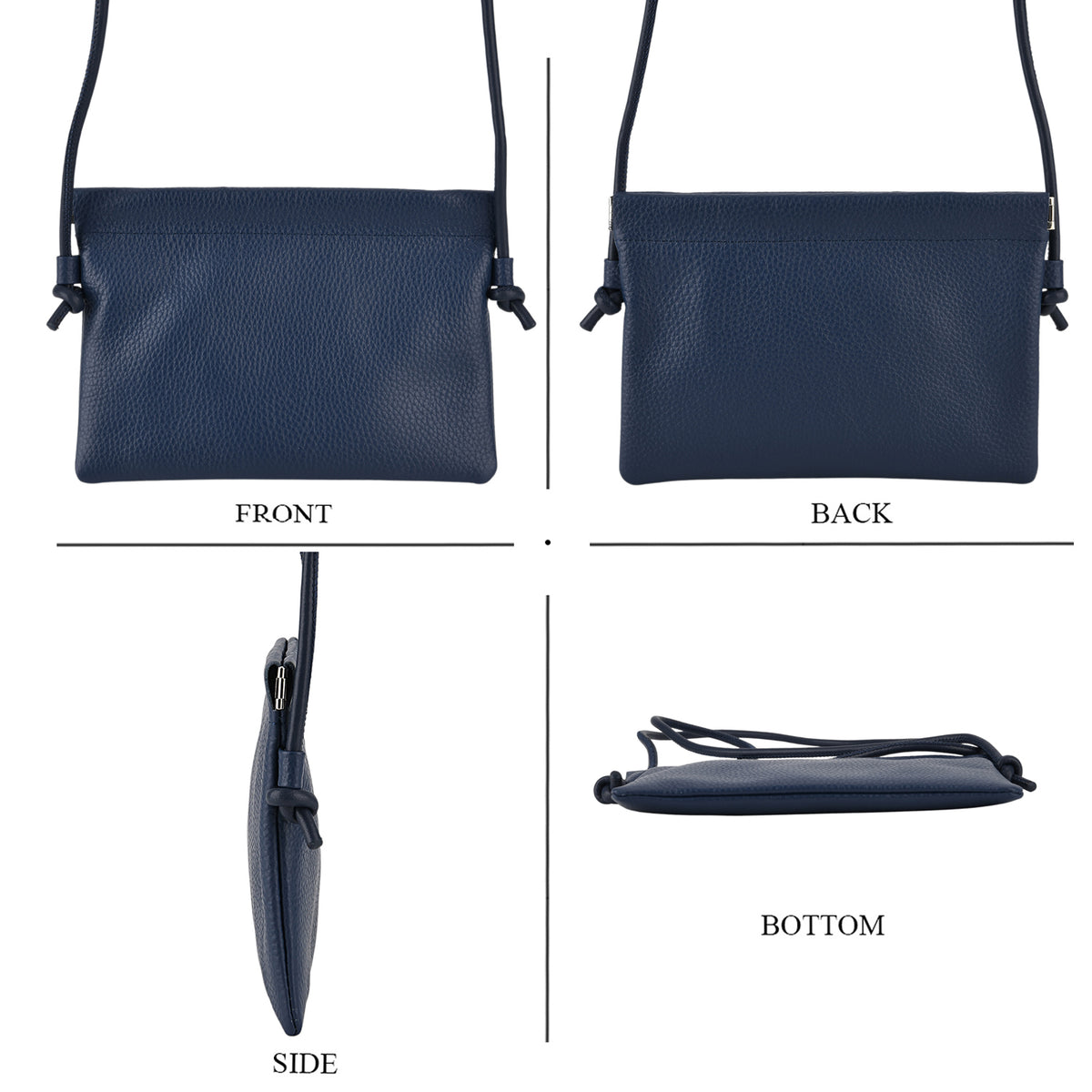 Genuine Leather Slim Crossbody Bag - Blue V32520902 5