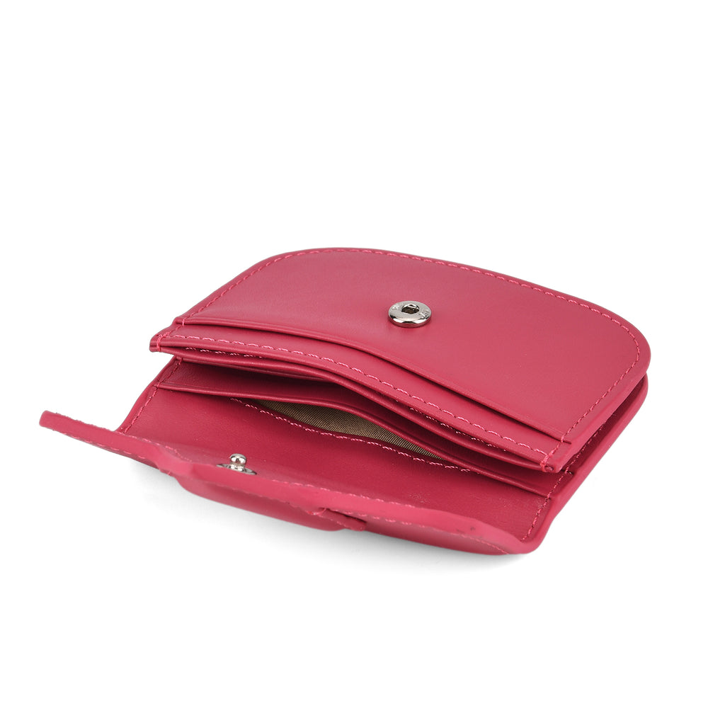 Designer Inspired Genuine Leather Heart Detail Mini Wallet - Hot Pink_8413819_5