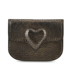 Designer Inspired Genuine Leather Heart Detail Mini Wallet - Black & Gold_8413820