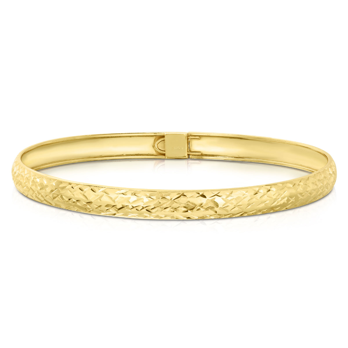NY Close Out- Yellow Gold Plated Sterling Silver Diamond Cut Bangle (Size - 8) V32700901 0