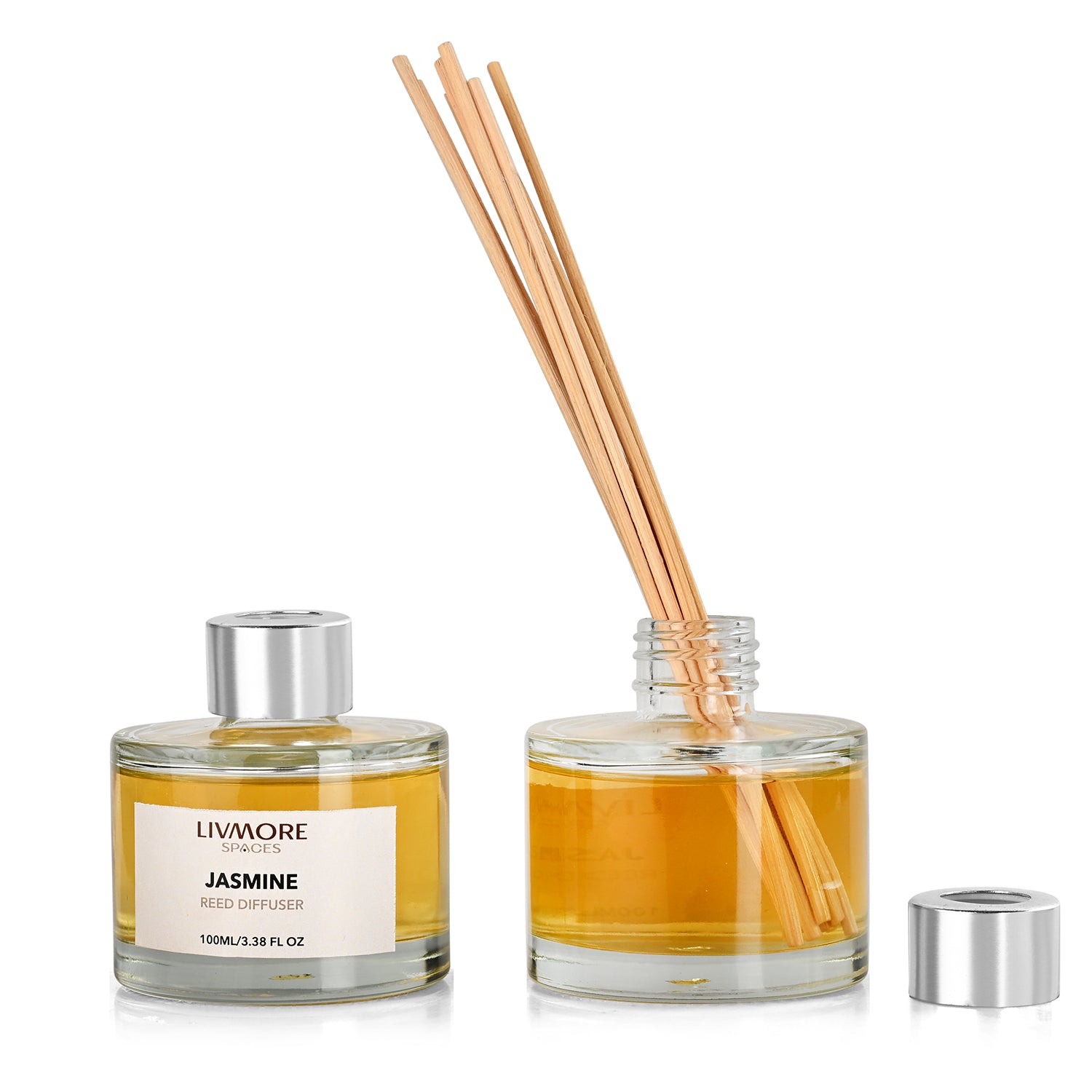Livmore Set of 2 Jasmine Fragrance Diffuser with 4 Reed Sticks - 100ml V32512643 4