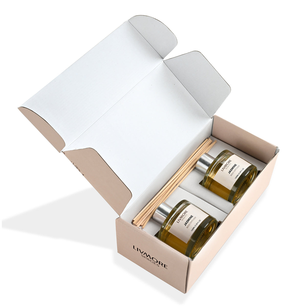 Livmore Set of 2 Jasmine Fragrance Diffuser with 4 Reed Sticks - 100ml V32512643 6