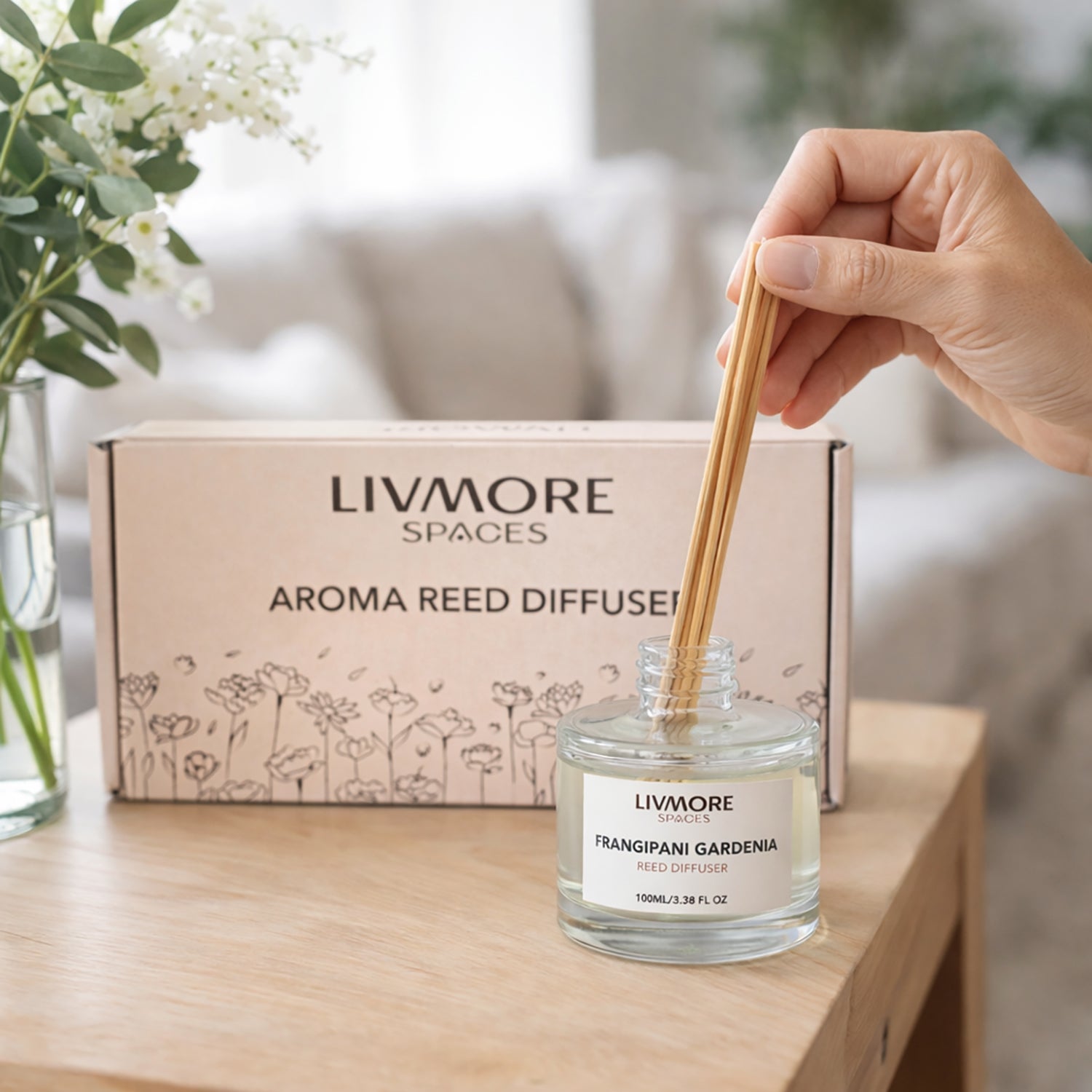 Livmore Set of 2 Frangipani Fragrance Diffuser with 4 Reed Sticks - 100ml 8414004 2