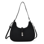 Elegant Hobo Shoulder Bag with Adjustable Strap - Black_8414347