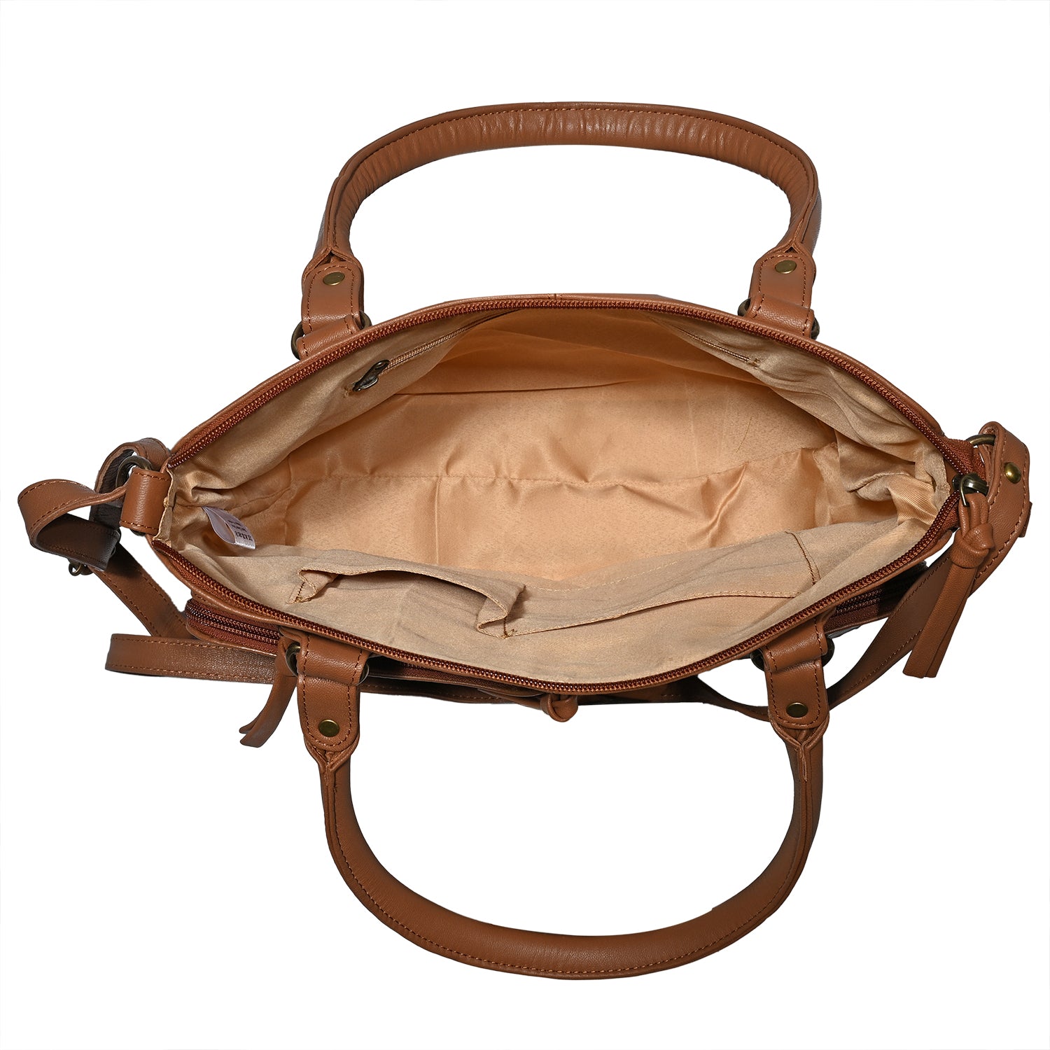 La Marey Genuine Leather Sunflower Embroidery Handbag with Crossbody Shoulder Strap - Light Brown 8414564 6