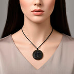 Natural Labradorite Carved Necklace with Adjustable Cotton Thread (Up to Size 28) 85.00 Ct. - Tree