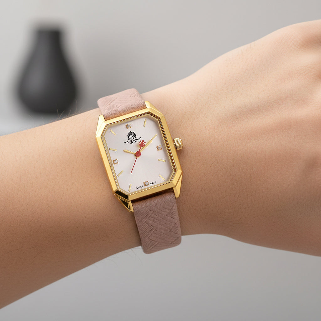 William Hunt London Legacy Lab Grown Diamond (VVS E-F) 5ATM Water Resistancy Watch with Genuine Leather Strap  Swiss Movement- Pink_8414794_2