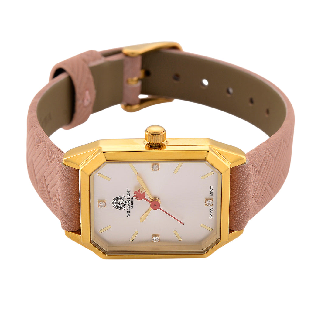 William Hunt London Legacy Lab Grown Diamond (VVS E-F) 5ATM Water Resistancy Watch with Genuine Leather Strap  Swiss Movement- Pink_8414794_4