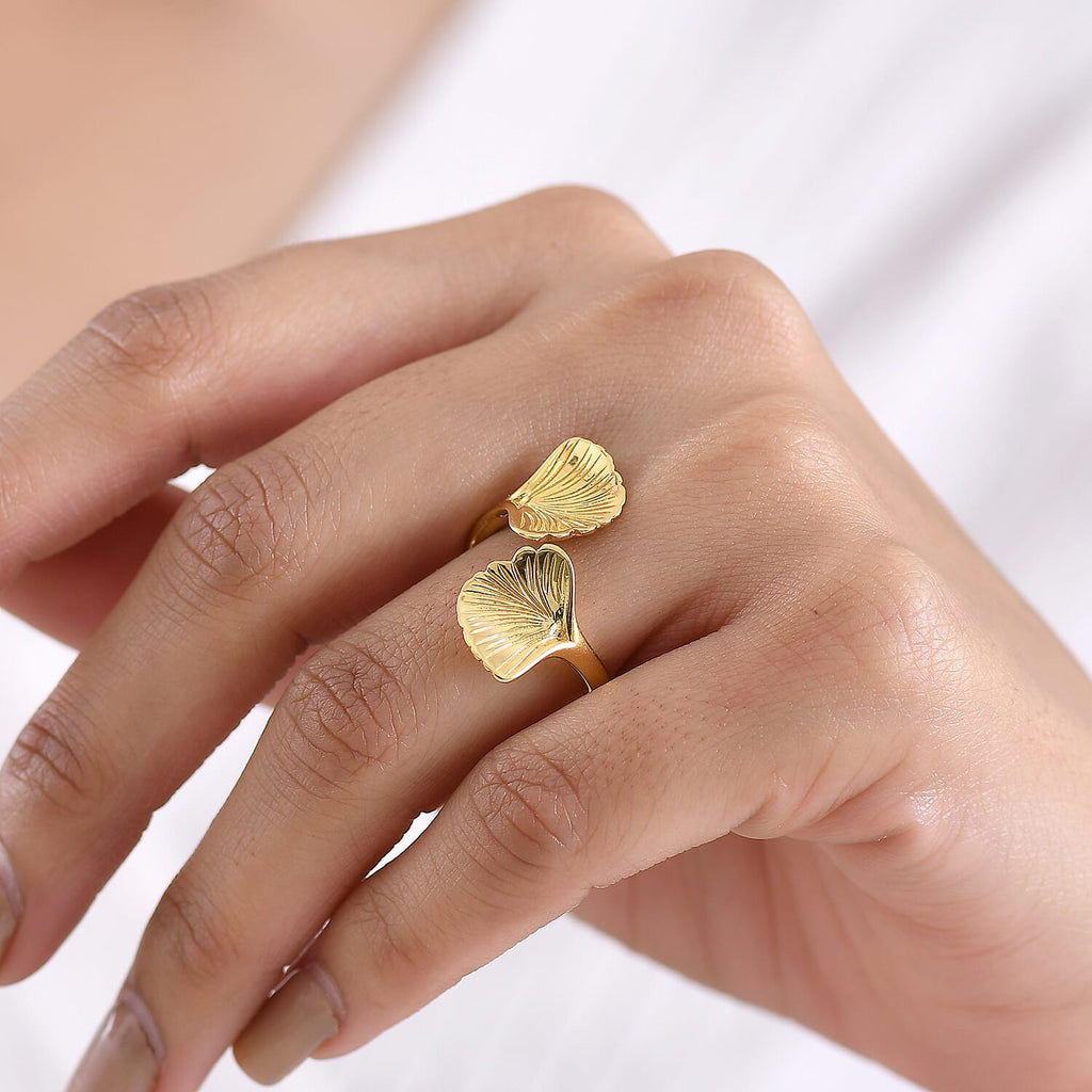 GP Blue Sapphire Bypass Ring in Yellow Gold Plated Sterling Silver