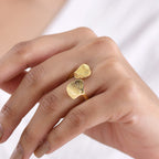 GP Blue Sapphire Bypass Ring in Yellow Gold Plated Sterling Silver