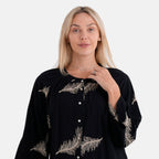La Marey Cotton Embroidery Long-Sleeve Blouse (Size 8 to 14) - Black_8414921_5