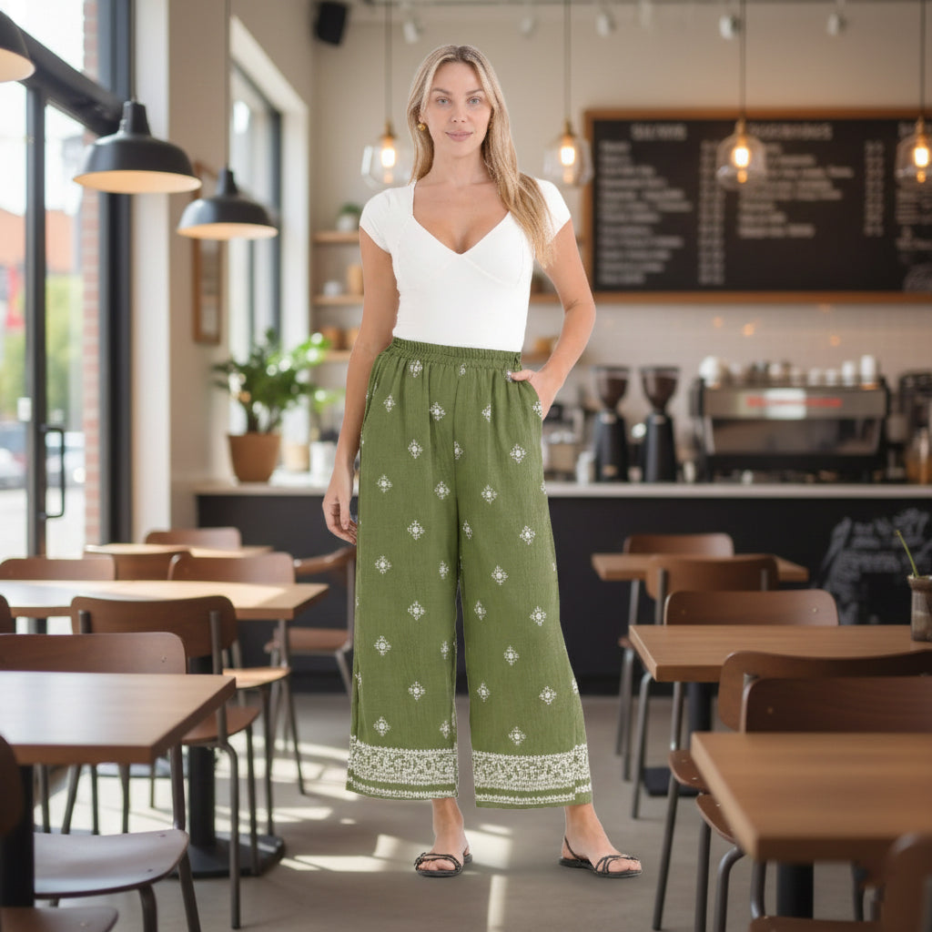 La Marey Placement Print Trouser (Size 8 to 14) - Green V32566503 2
