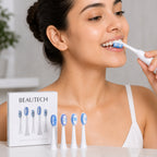 Sonic Toothbrush Replacement Heads Pack of 5 - White Electric Toothbrush Refills (88x68x18mm) - 3 Clean and 2 Sensitive Snap On Brush Heads_8415142_1