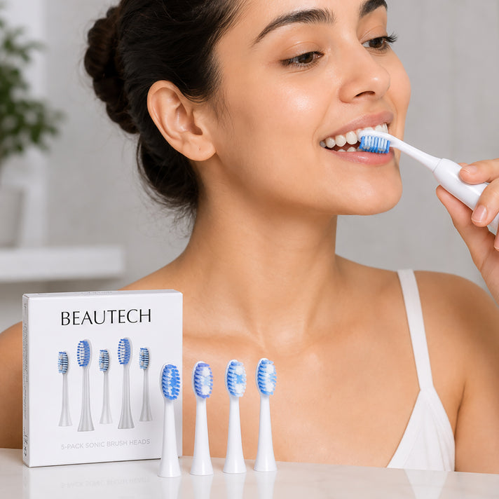Sonic Toothbrush Replacement Heads Pack of 5 - White Electric Toothbrush Refills (88x68x18mm) - 3 Clean and 2 Sensitive Snap On Brush Heads 8415142 2