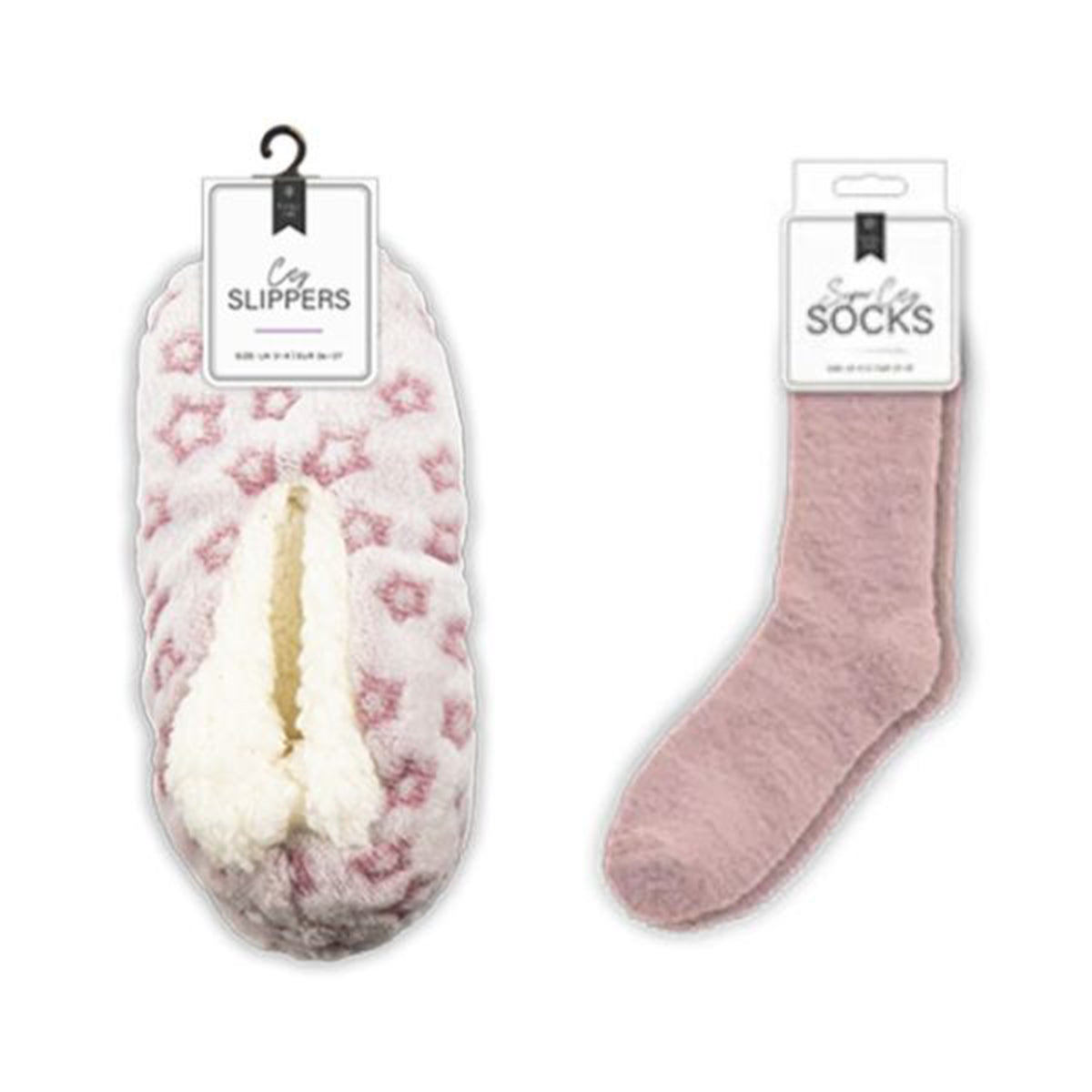 Ladies Cosy Slippers with Socks (UK Size 3-4) - Pink V32515402 0