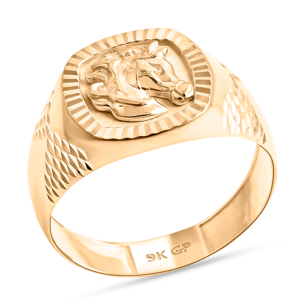 GP Collection 9K Yellow Gold Horse Head Design Signet Ring 8415333 0