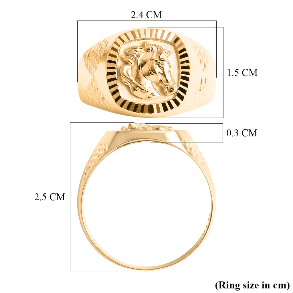 Designer Inspired-  Hand Made 9K Yellow Gold Horse Head Signet Ring_8415333_5