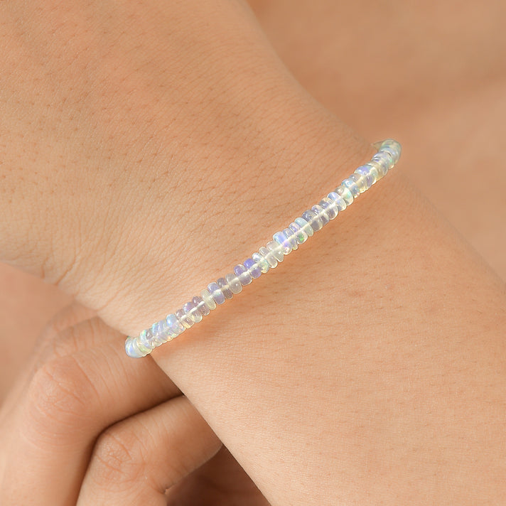D'Joy - Ethiopian Opal Tennis Bracelet (Size - 7.5-2) with Lobster Clasp in Rhodium Overlay Sterling Silver 12.00 Ct. 8415340 2