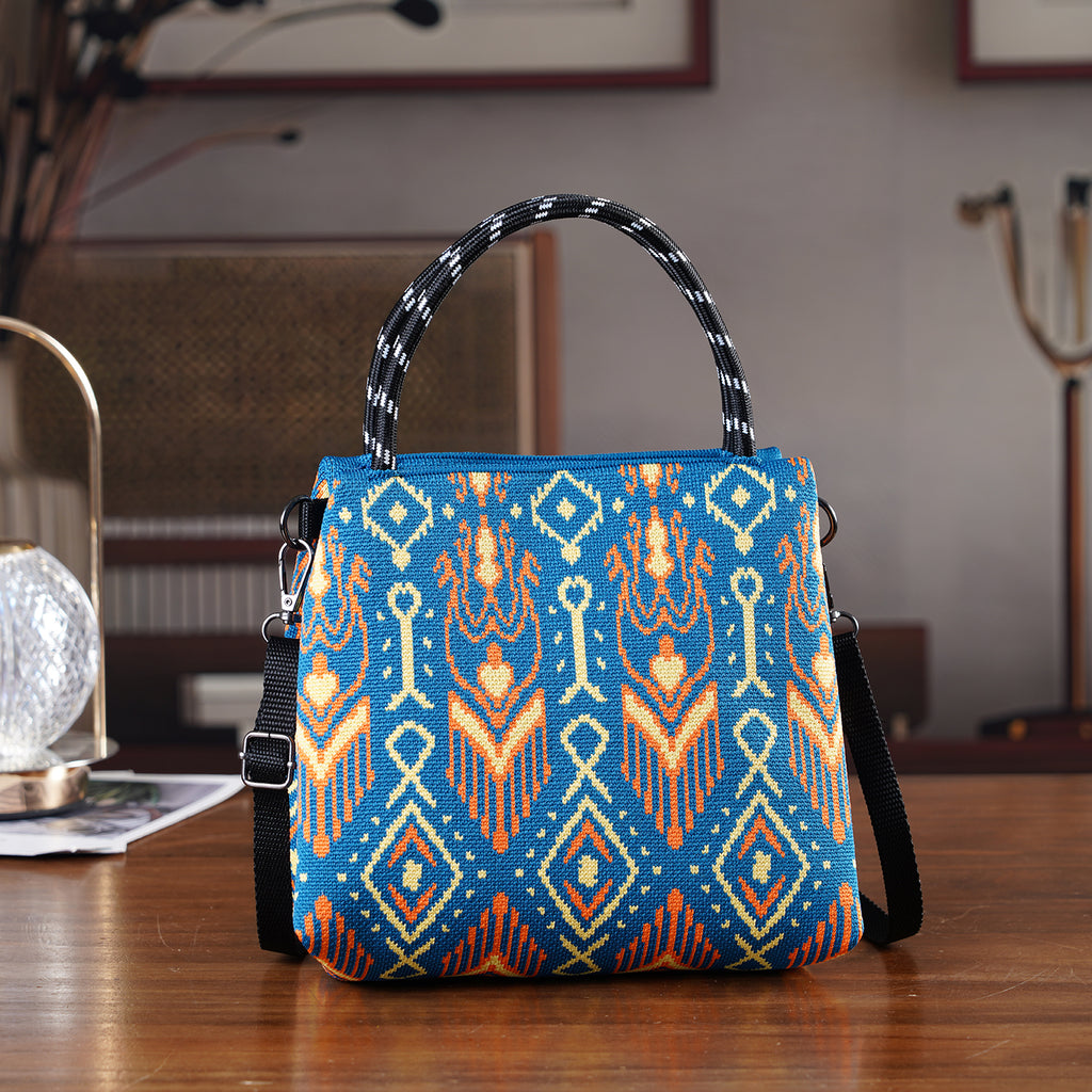Ethnic Pattern Handbag with Shoulder Strap (130cm) - Multi Colour_8415371_1