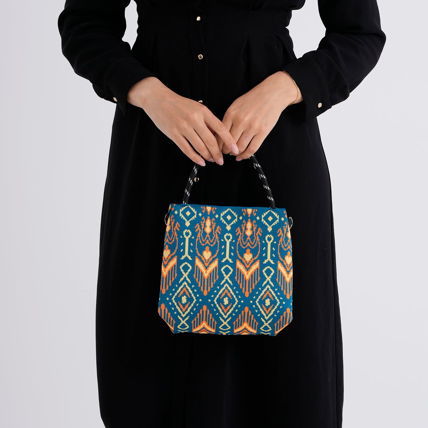 Ethnic Pattern Handbag with Shoulder Strap (130cm) - Multi Colour 8415371 3