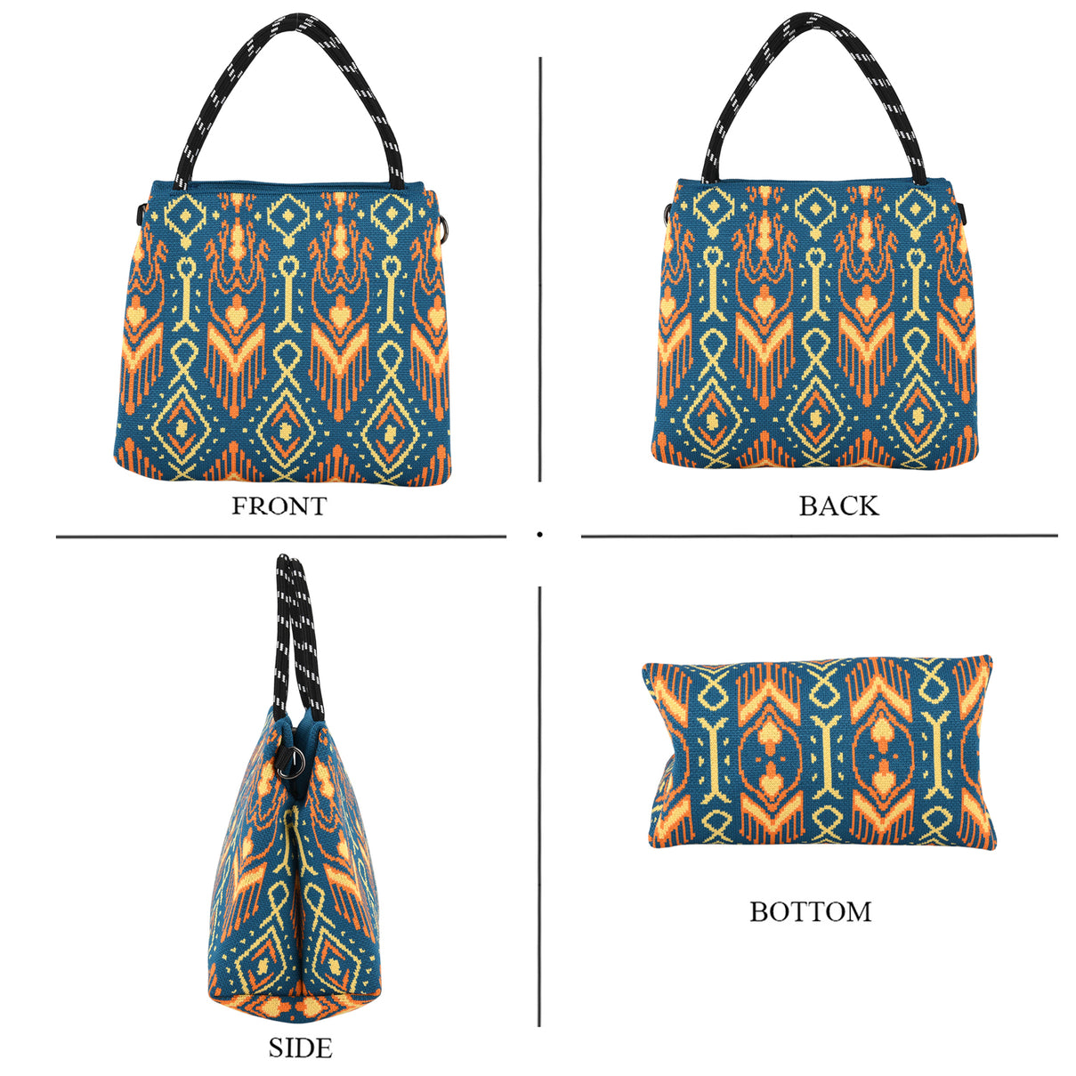 Ethnic Pattern Handbag with Shoulder Strap (130cm) - Multi Colour 8415371 4