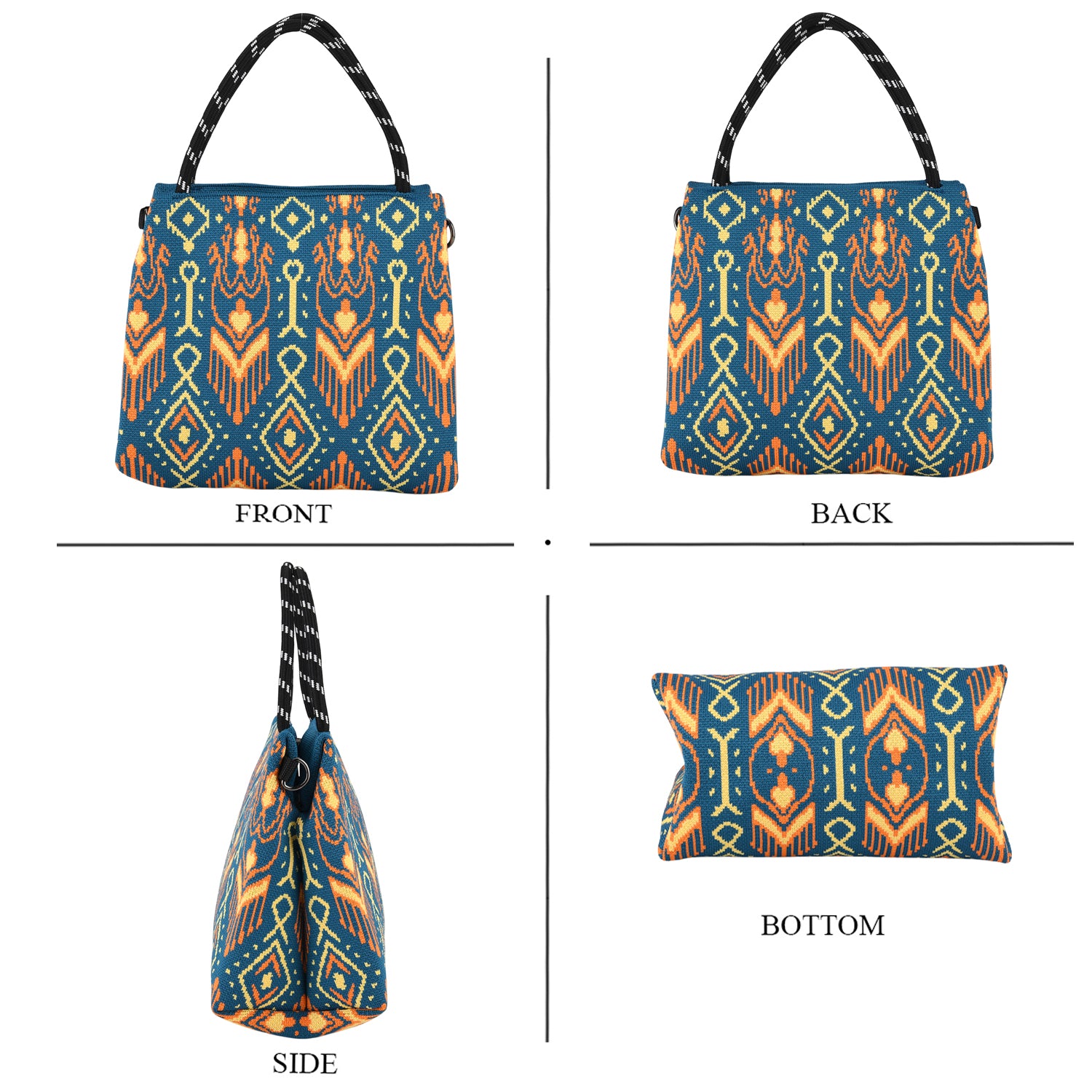 Ethnic Pattern Handbag with Shoulder Strap (130cm) - Multi Colour 8415371 4