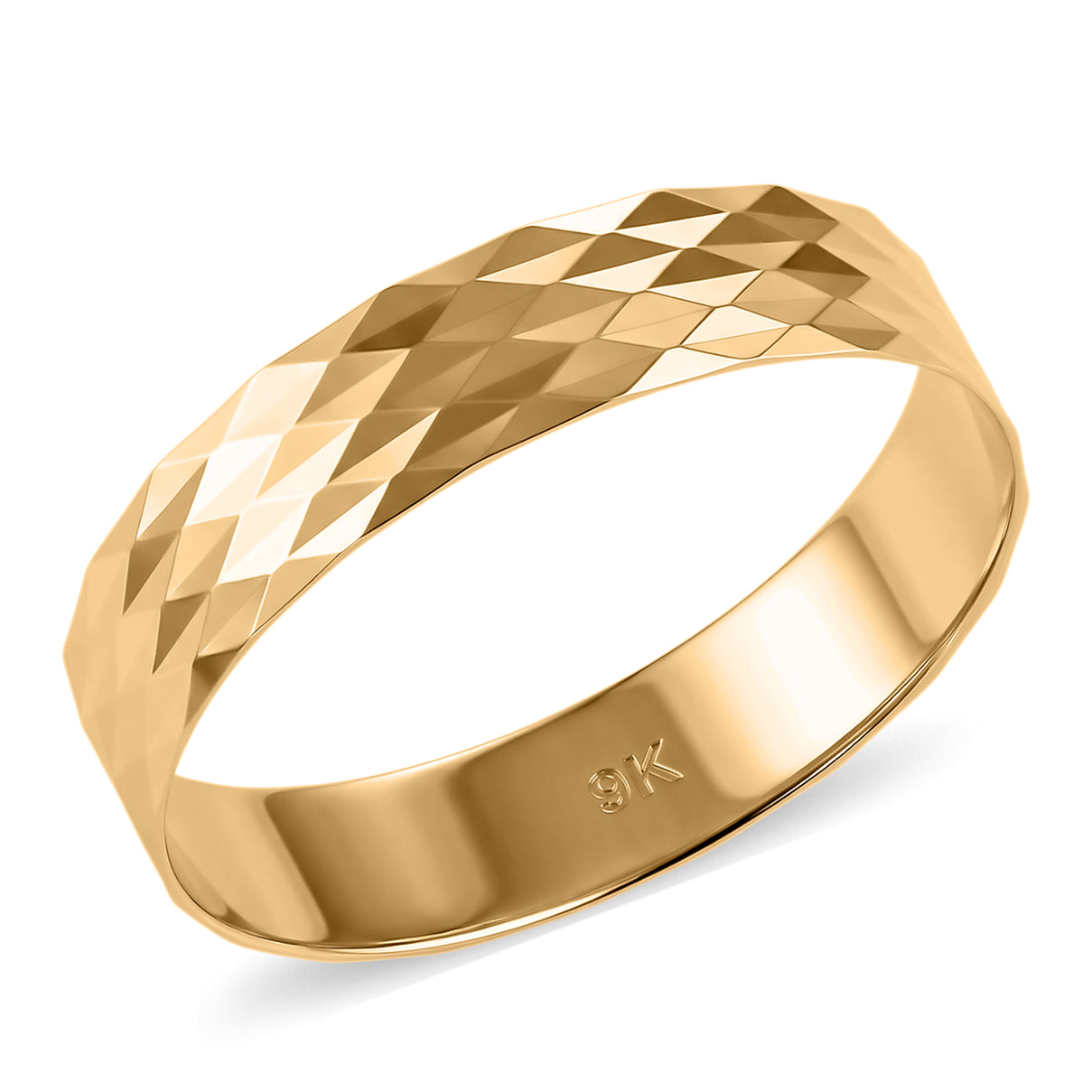 9K Yellow Gold Diamond Cut Band Ring 8415418 0