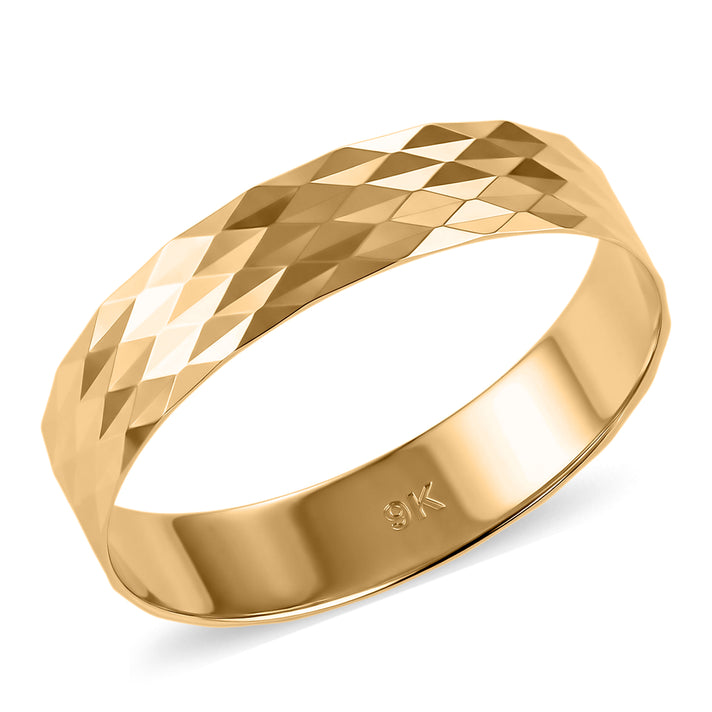9K Yellow Gold Diamond Cut Band Ring 8415418 1