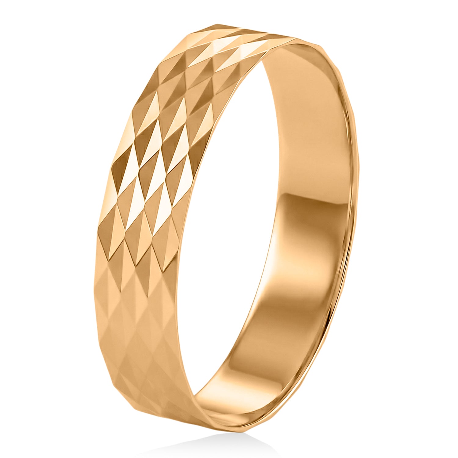 9K Yellow Gold Diamond Cut Band Ring 8415418 5