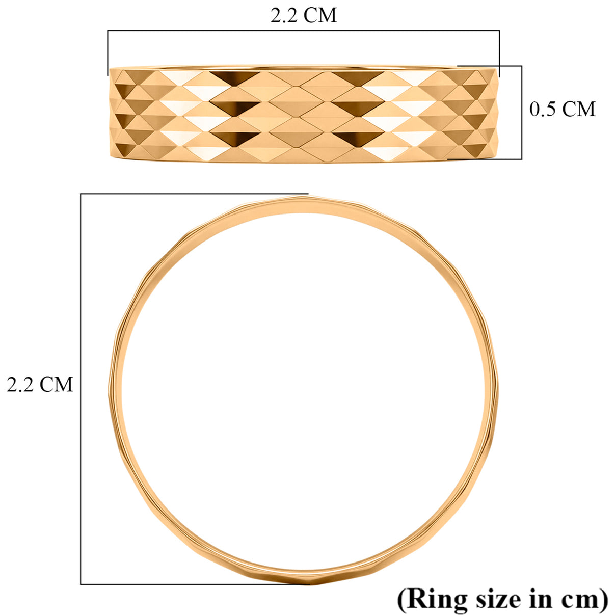 9K Yellow Gold Diamond Cut Band Ring 8415418 7